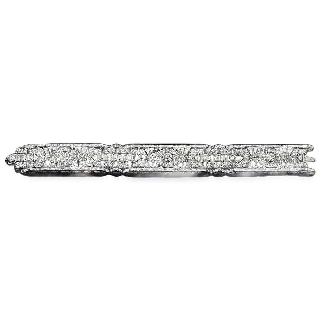 Art-Deco french Platinum 27Ct Diamond Bracelet