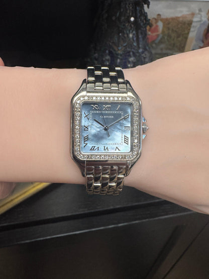 Cartier  large Panthere 1650 Blue MOP 18K White Gold Watch