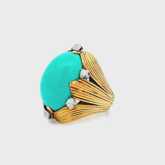 Vacheron Constantin Turquoise Ring Fluted Leaf With Six Diamond
