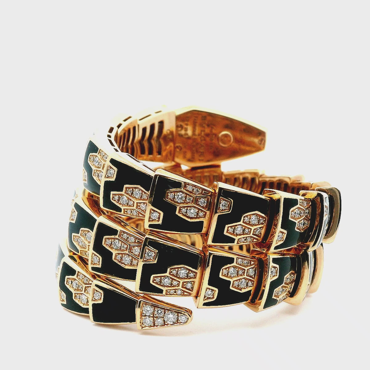Bvlgari Serpenti SPP26G Twirl Diamond Rose Gold Diamond Onyx Bracelet(Pre-Owned)