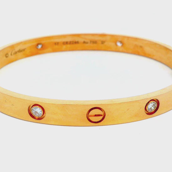 Cartier Love Bracelet '17' with Screwdriver Rose Diamond Pouch & Service Papers