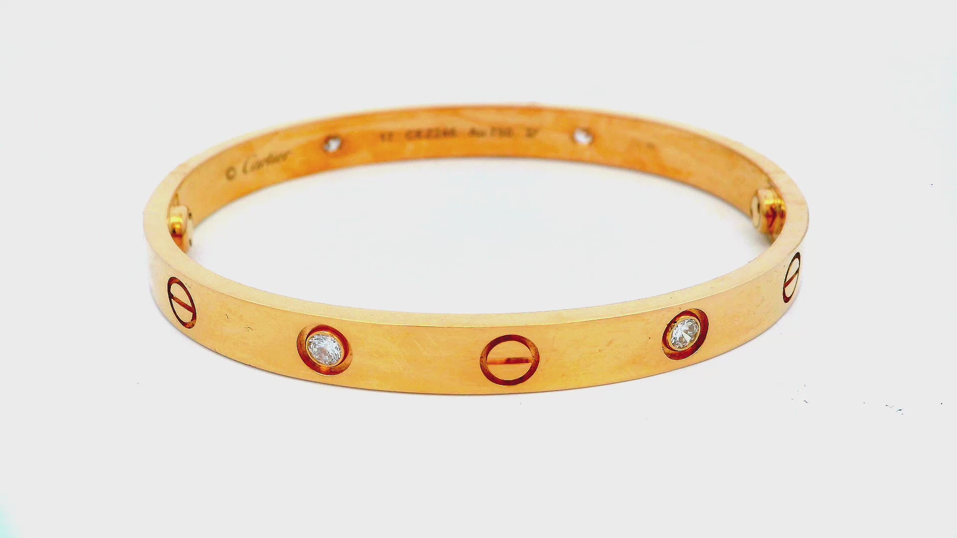 Cartier Love Bracelet '17' with Screwdriver Rose Diamond Pouch & Service Papers