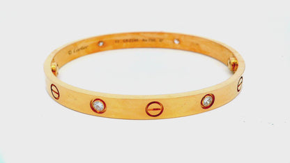 Cartier Love Bracelet '17' with Screwdriver Rose Diamond Pouch & Service Papers