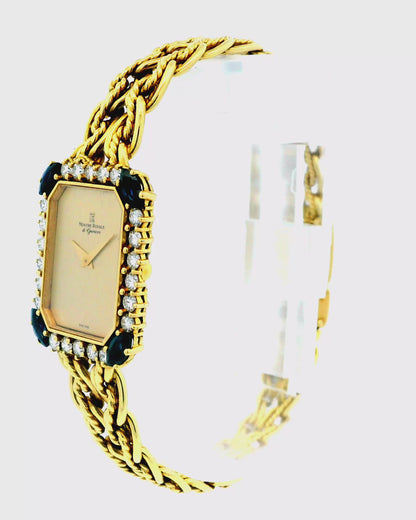 Montre Royale 18k Yellow Gold With Mesh Twist Bracelet Diamond & Sapphire Bezel