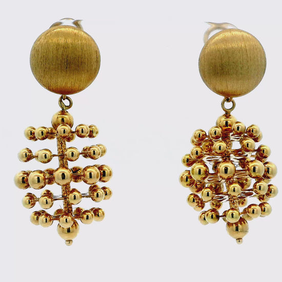 Hanging Pineapple Balls 18k Gold Earrings