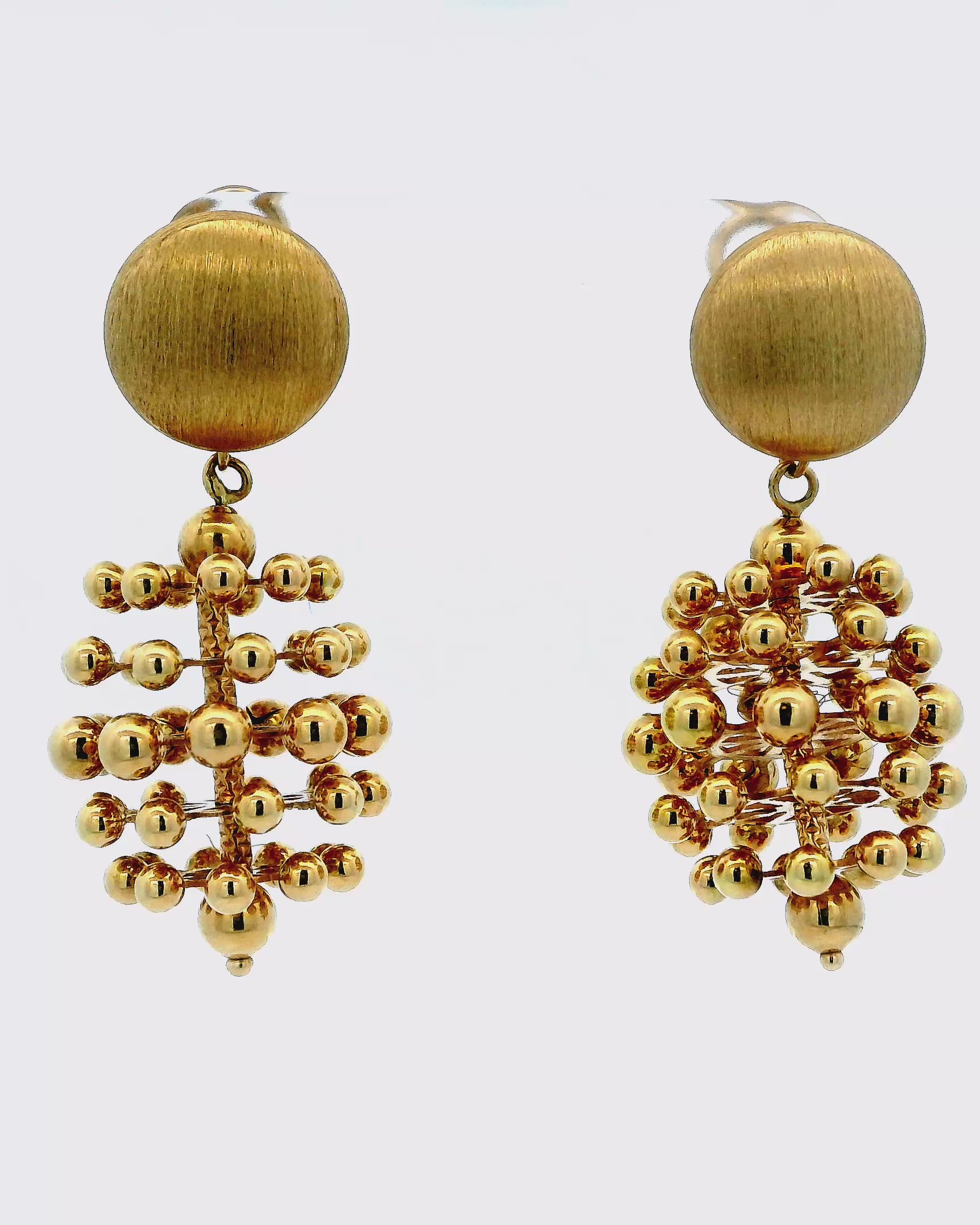 Hanging Pineapple Balls 18k Gold Earrings