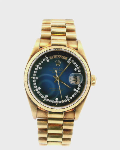 Rolex Day-Date 18038 Blue vignette string Diamond Dial