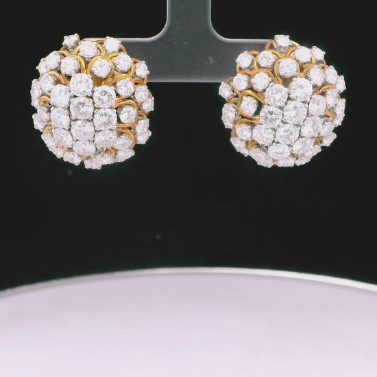 David Webb Earrings Diamond Burst Clips French Import Marks