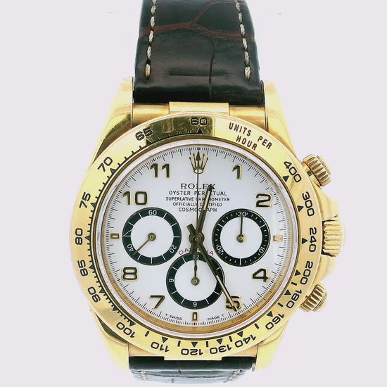 Rolex Daytona 16518 18K Yellow Gold White Dial Mens Watch