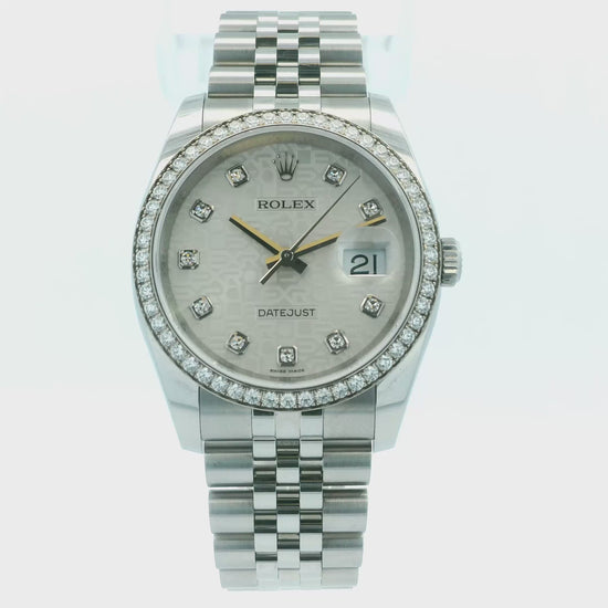 Rolex Datejust 116244 Silver-Anniversary Diamond Dial Box & Papers