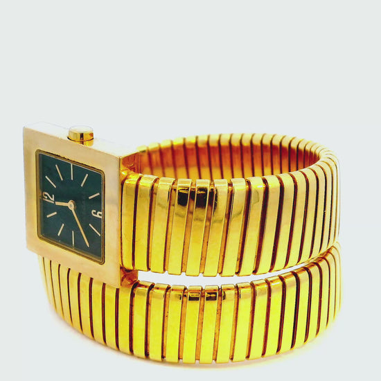 Bvlgari Tubogas SQ221TG Quadratto 18k Yellow Gold Vintage Watch