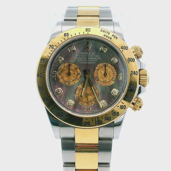 Rolex Daytona 116523 Dark Crystal MOP Dial Mens Watch Box Papers