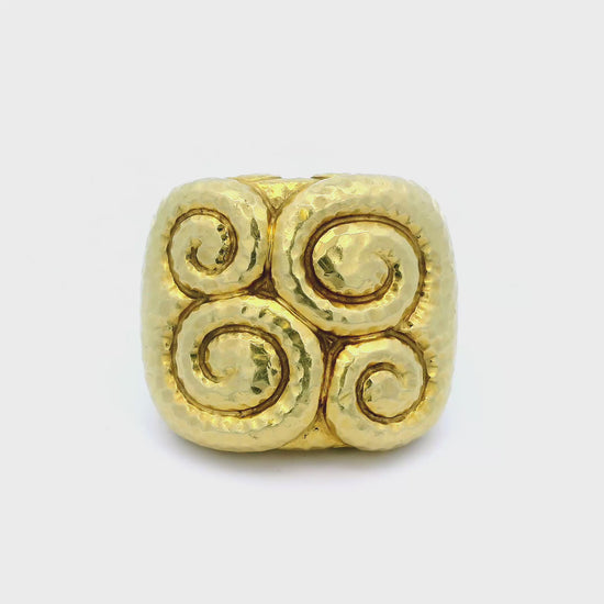David Webb Gold Ring Large Key Pattern