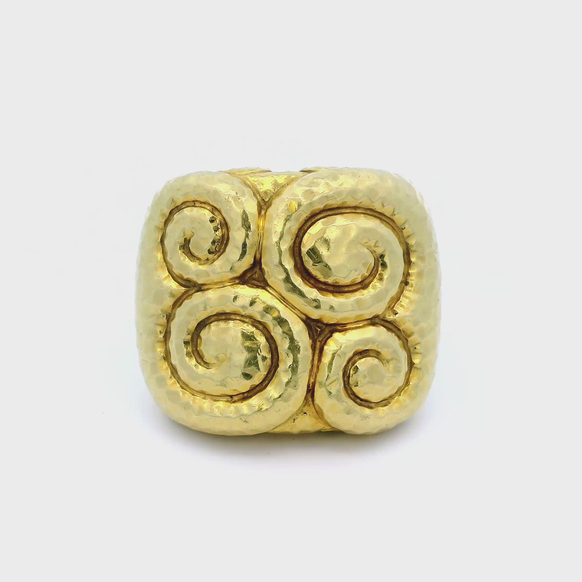 David Webb Gold Ring Large Key Pattern