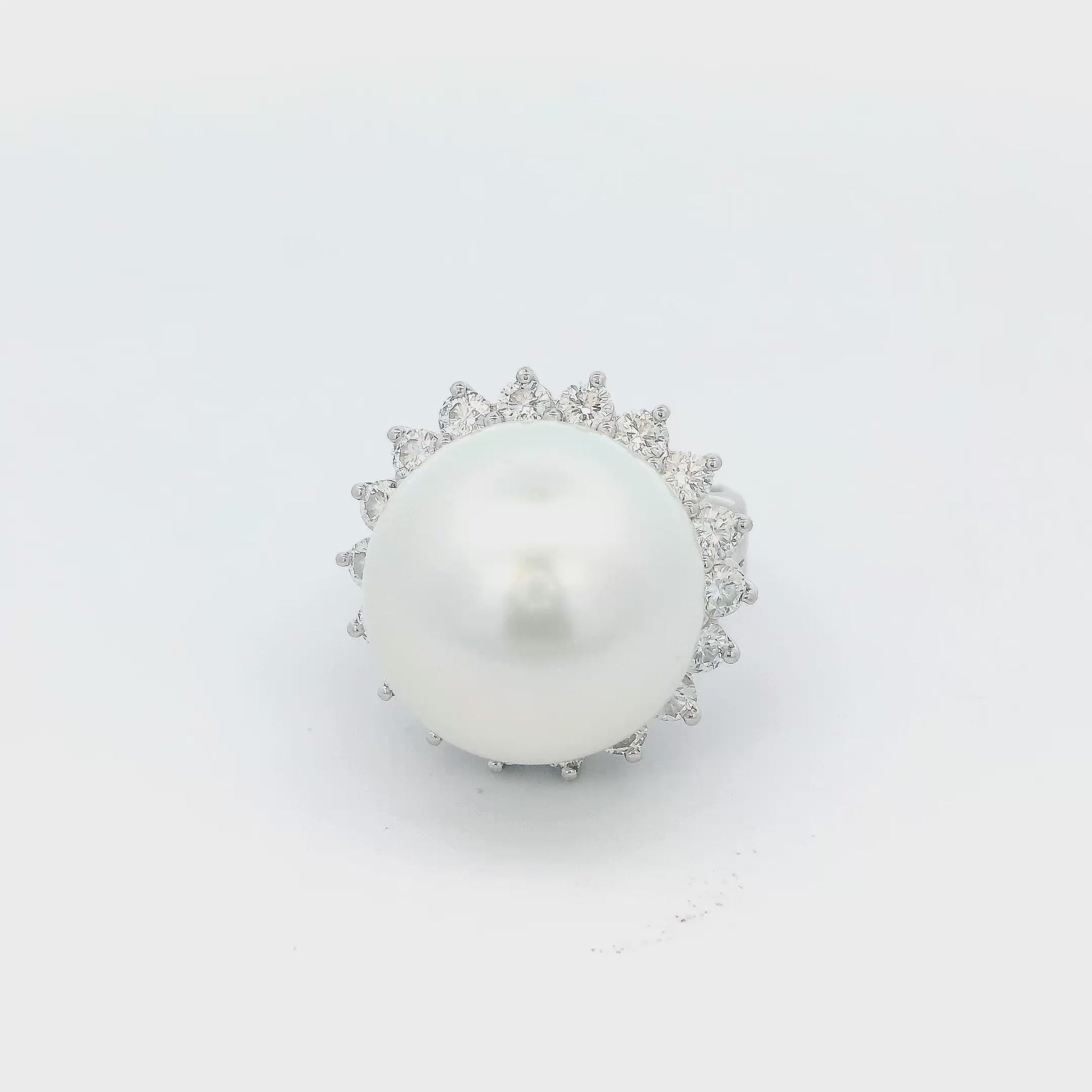South Sea Pearl and Diamond 18K White Gold Ring