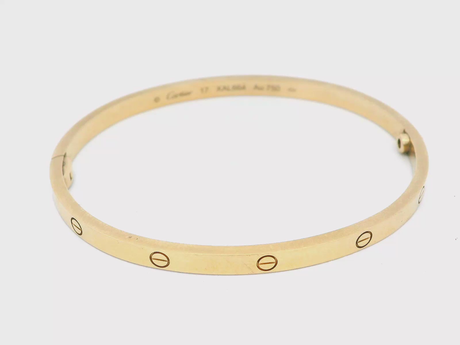Cartier Love Thin Size 17 Yellow Gold Bracelet With Box & Papers