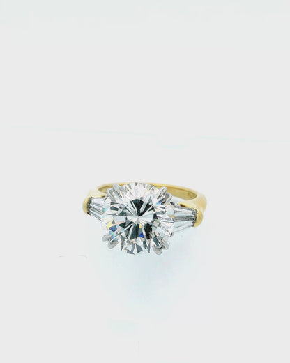 Harry Winston 4.22 Carats Vs2 Diamond Platinum & 18K Gold Ring  Papers