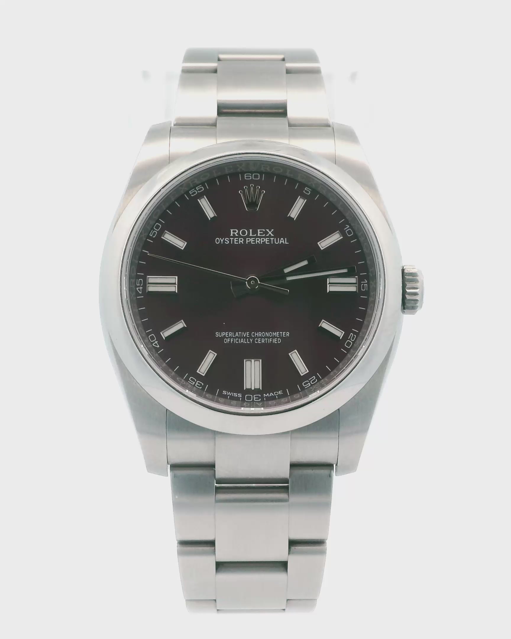 Rolex Oyster Perpetual 116000 Red-Grape Dial Steel Box Papers