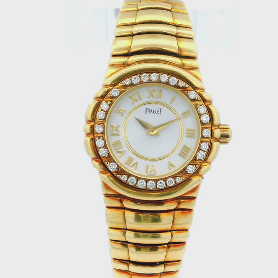 Piaget Tanagra 16033M401D Diamond Bezel 18k Yellow Gold Watch