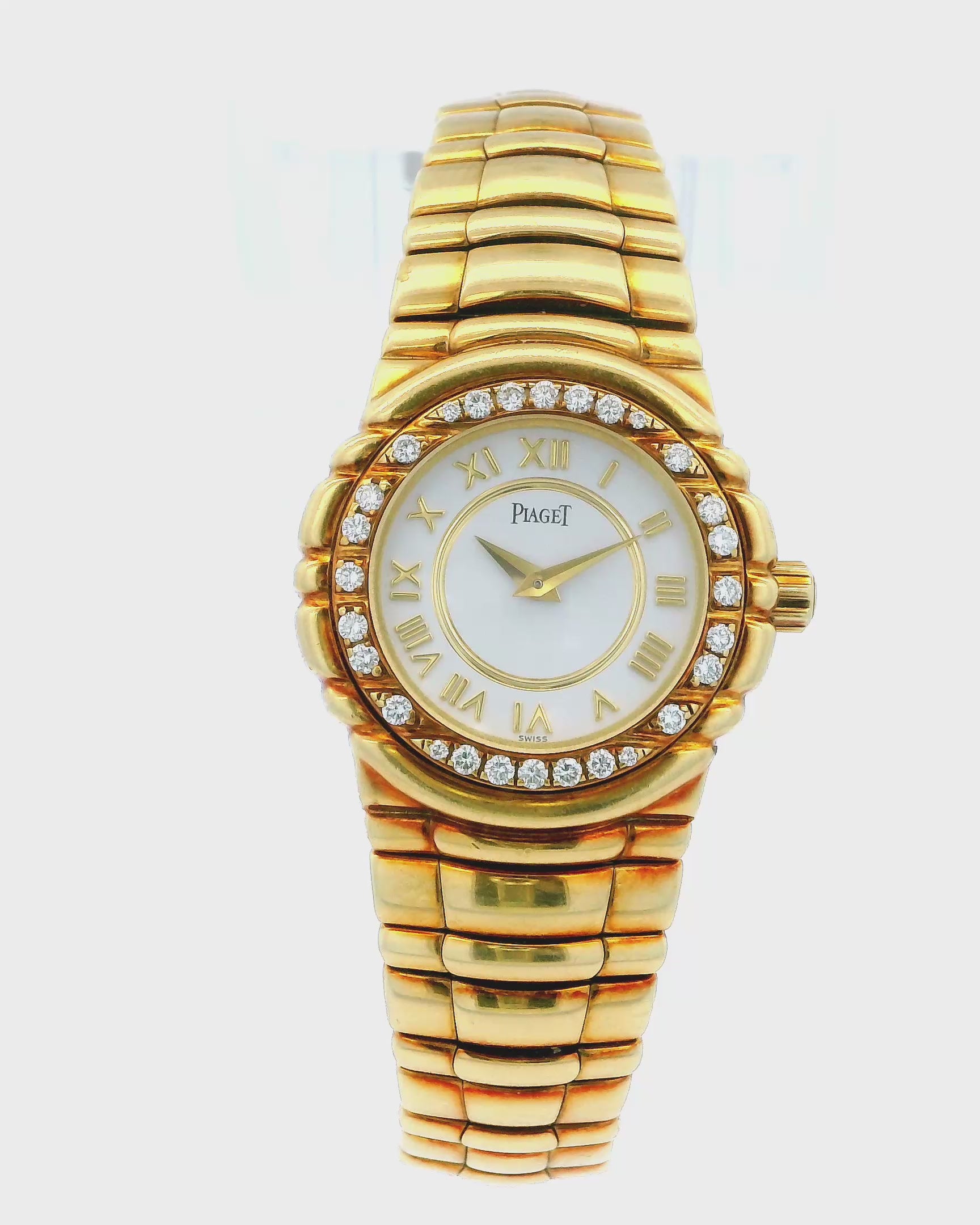 Piaget Tanagra 16033M401D Diamond Bezel 18k Yellow Gold Watch