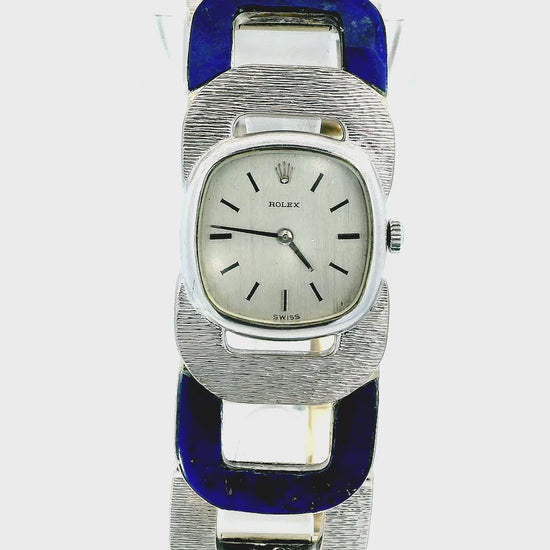 Vintage Rolex Lapis & White Gold U-Link Shape Custom Bracelet  Watch