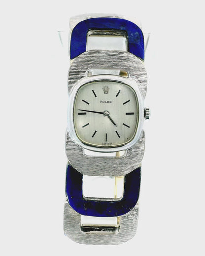 Vintage Rolex Lapis & White Gold U-Link Shape Custom Bracelet  Watch