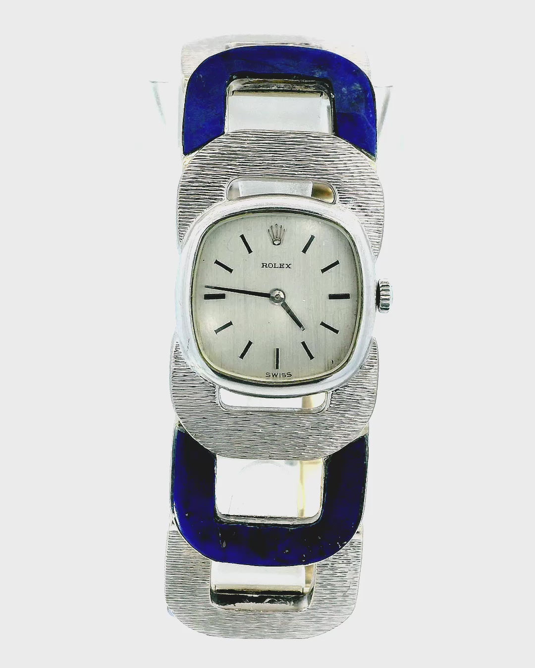 Vintage Rolex Lapis & White Gold U-Link Shape Custom Bracelet  Watch