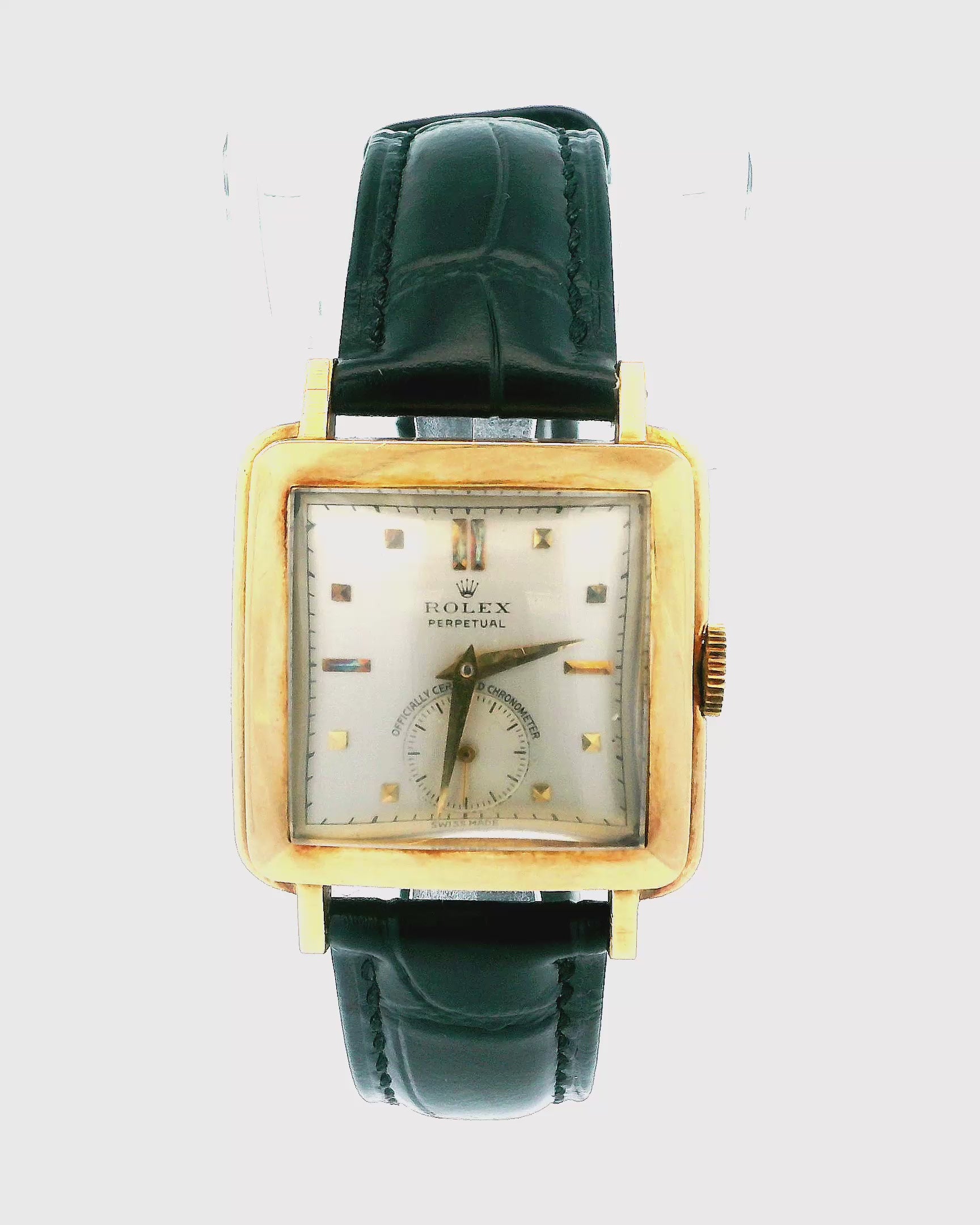 Vintage Rolex 4643 Square Bubble-back 18k Yellow Gold Original Dial