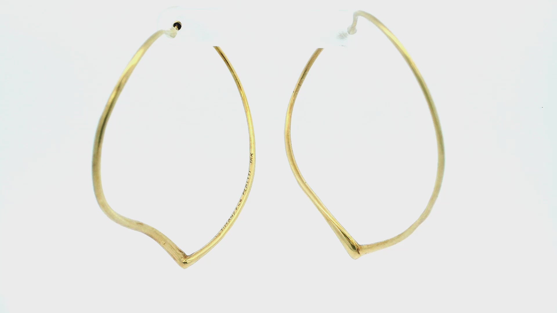 18ct Yellow Gold Tiffany & Co. Elsa Peretti Heart Shaped Hoop Earrings