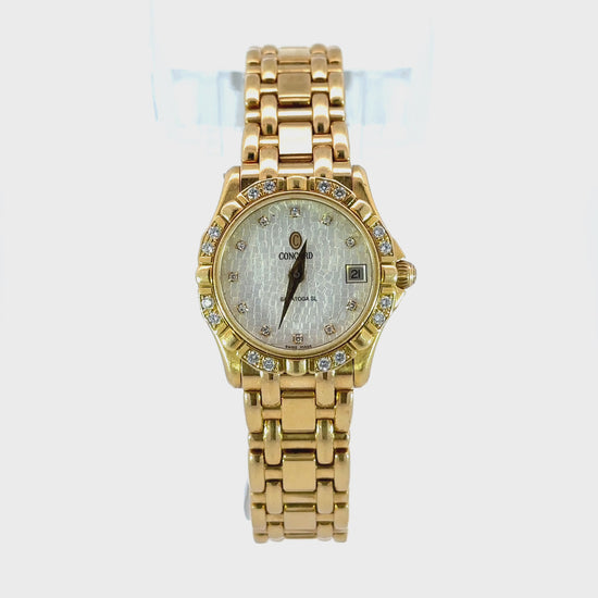 Concord Saratoga 18k Yellow Gold Diamond Dial Watch
