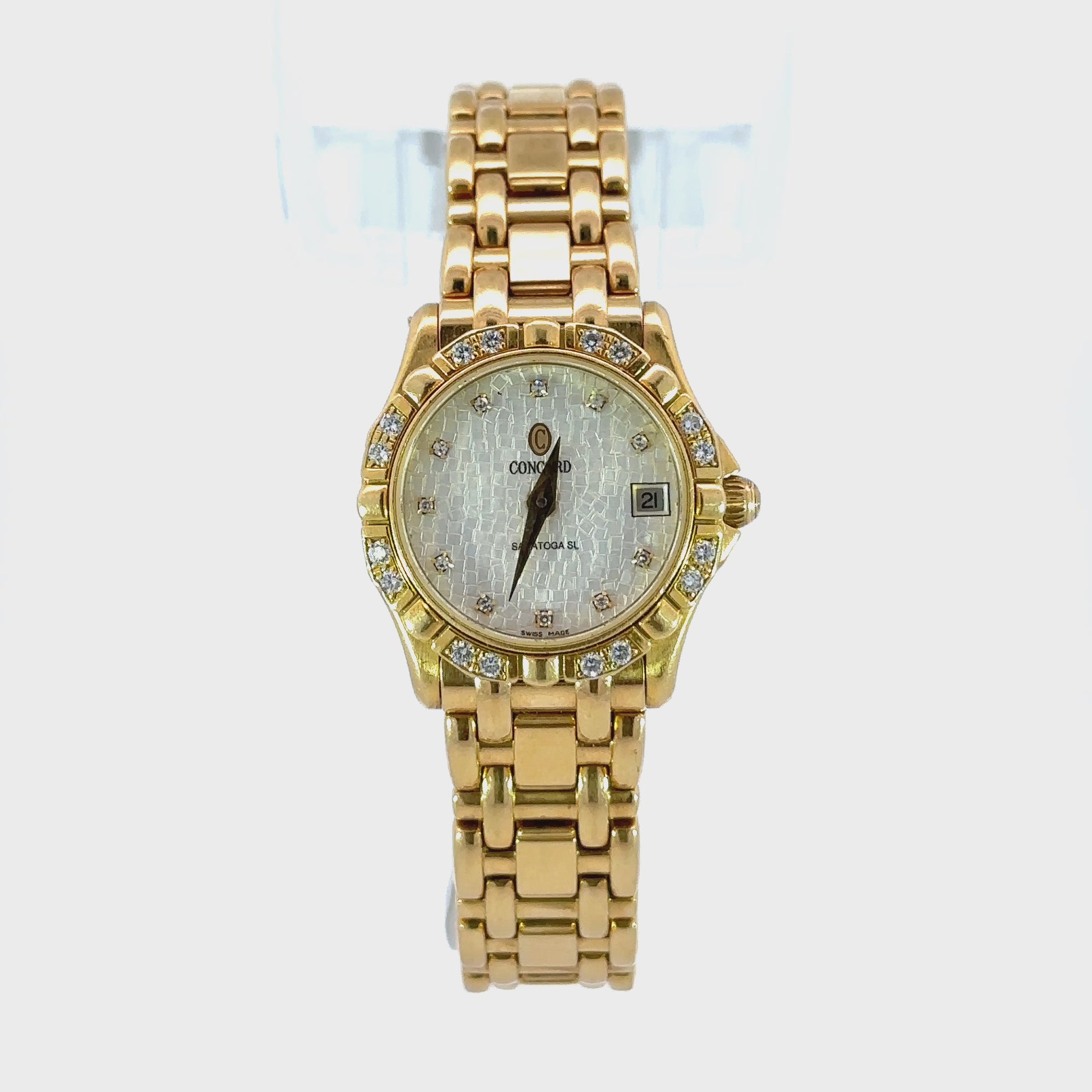Concord Saratoga 18k Yellow Gold Diamond Dial Watch
