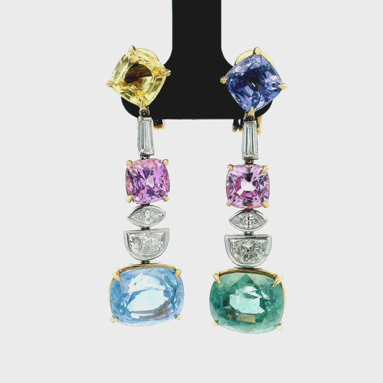 Bvlgari 18K Gold sapphire and diamond Vintage Earrings.