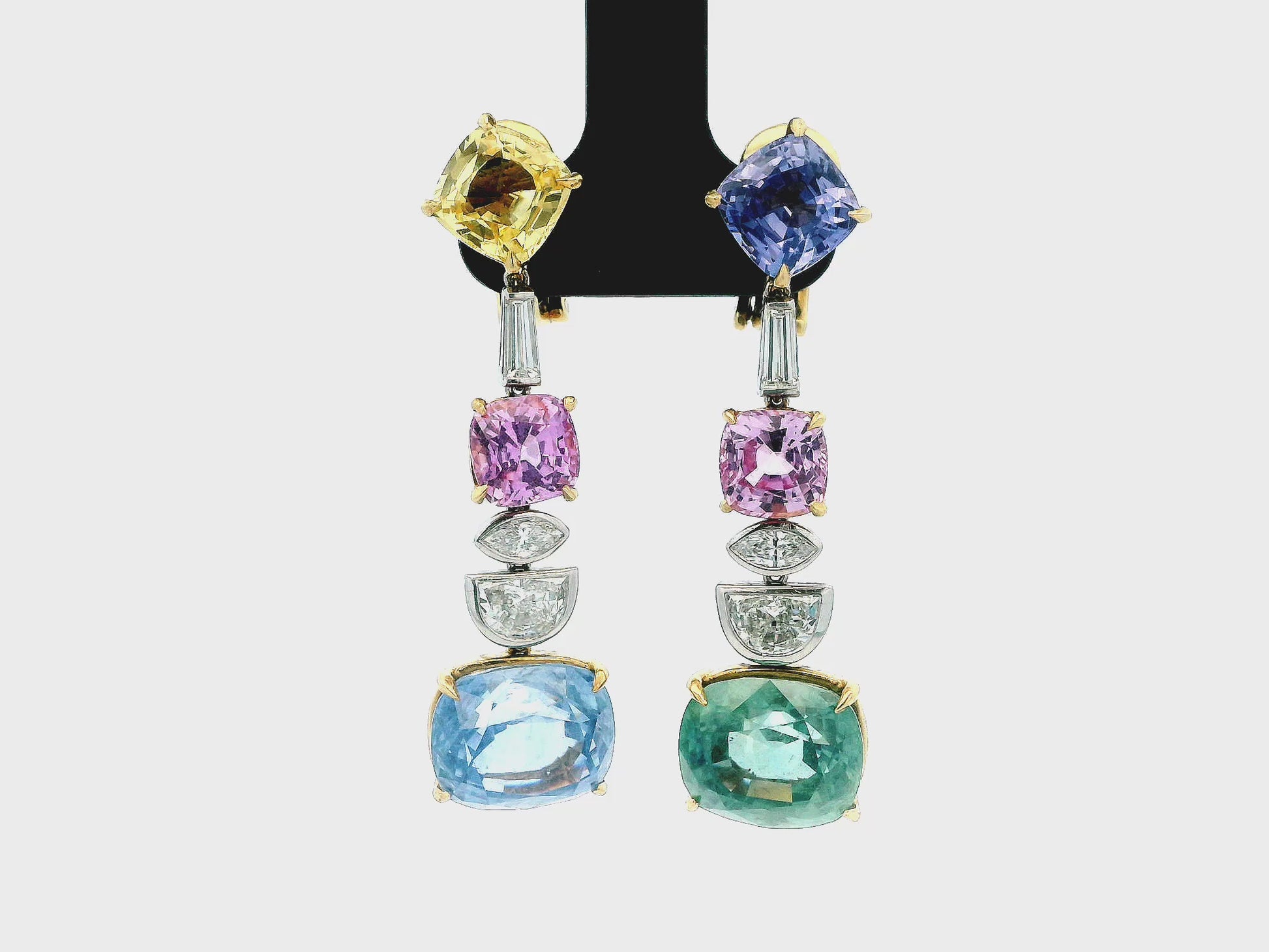 Bvlgari 18K Gold sapphire and diamond Vintage Earrings.