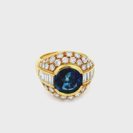 18K Paul Flato Blue Sapphire and Diamond Ring