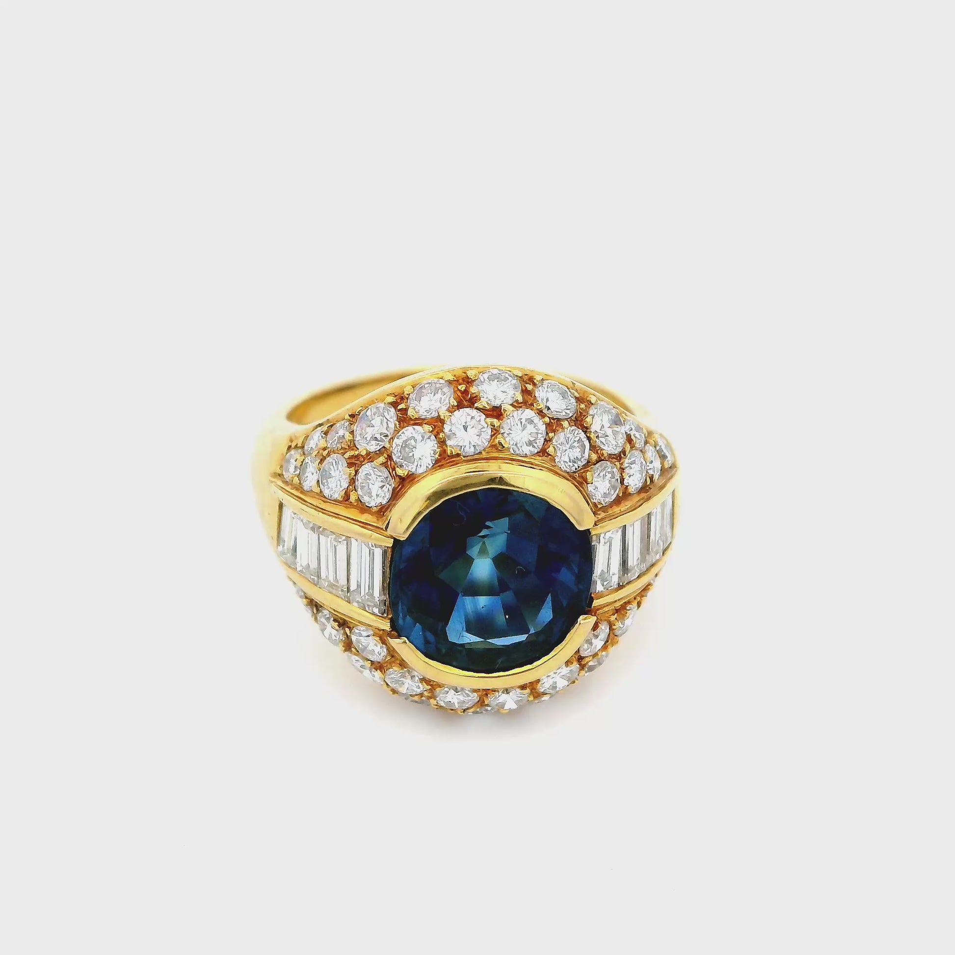 18K Paul Flato Blue Sapphire and Diamond Ring