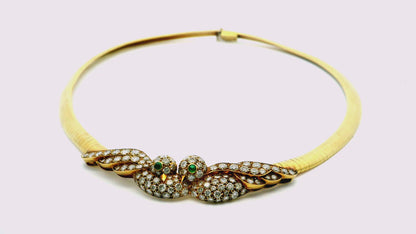Van Cleef & Arpels Pave Lovebirds Tubogas 18K Yellow Gold Necklace