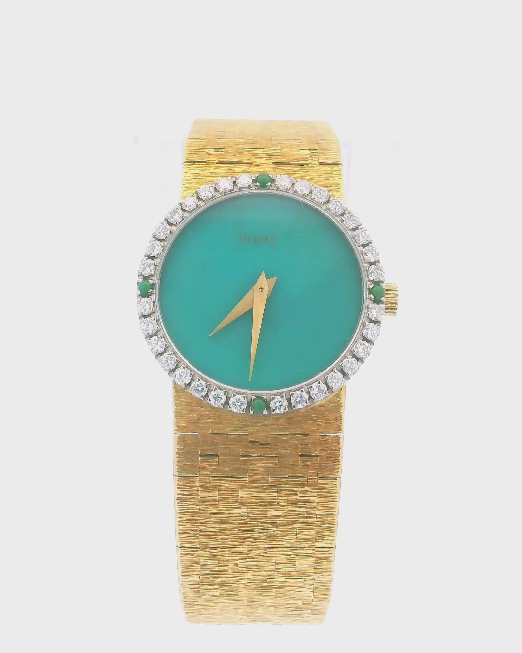 Piaget Turquoise Dial & Diamond Bezel with Emerald 18K Yellow Gold Ladies Watch
