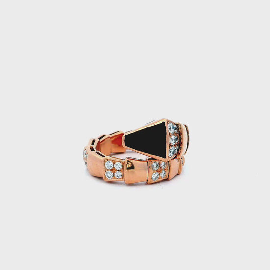 Bvlgari Serpenti Ring Onyx Top With Diamond M Size