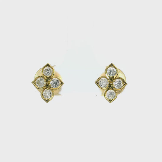 Cartier Hindu Diamond 18k Yellow Gold Stud Earrings