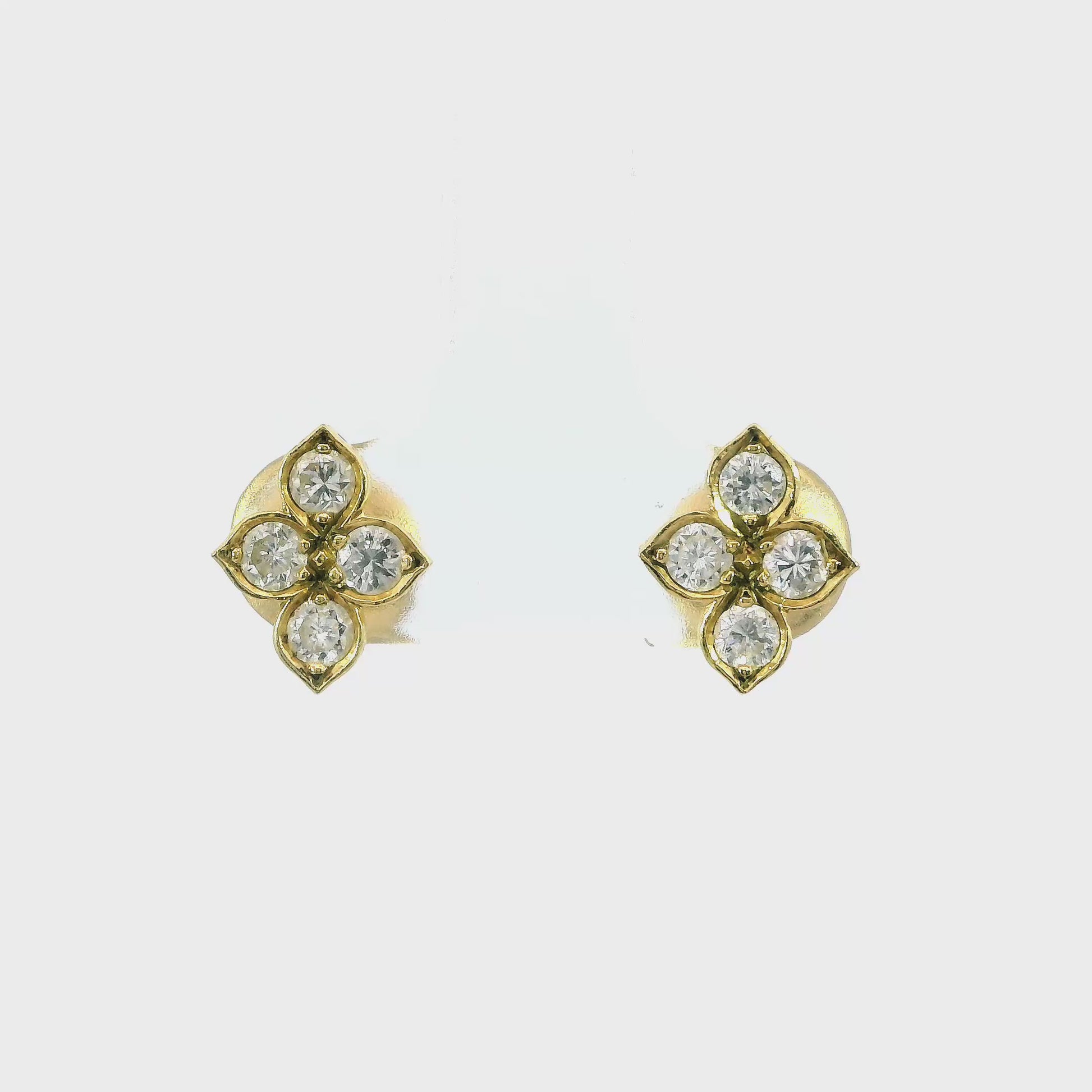Cartier Hindu Diamond 18k Yellow Gold Stud Earrings