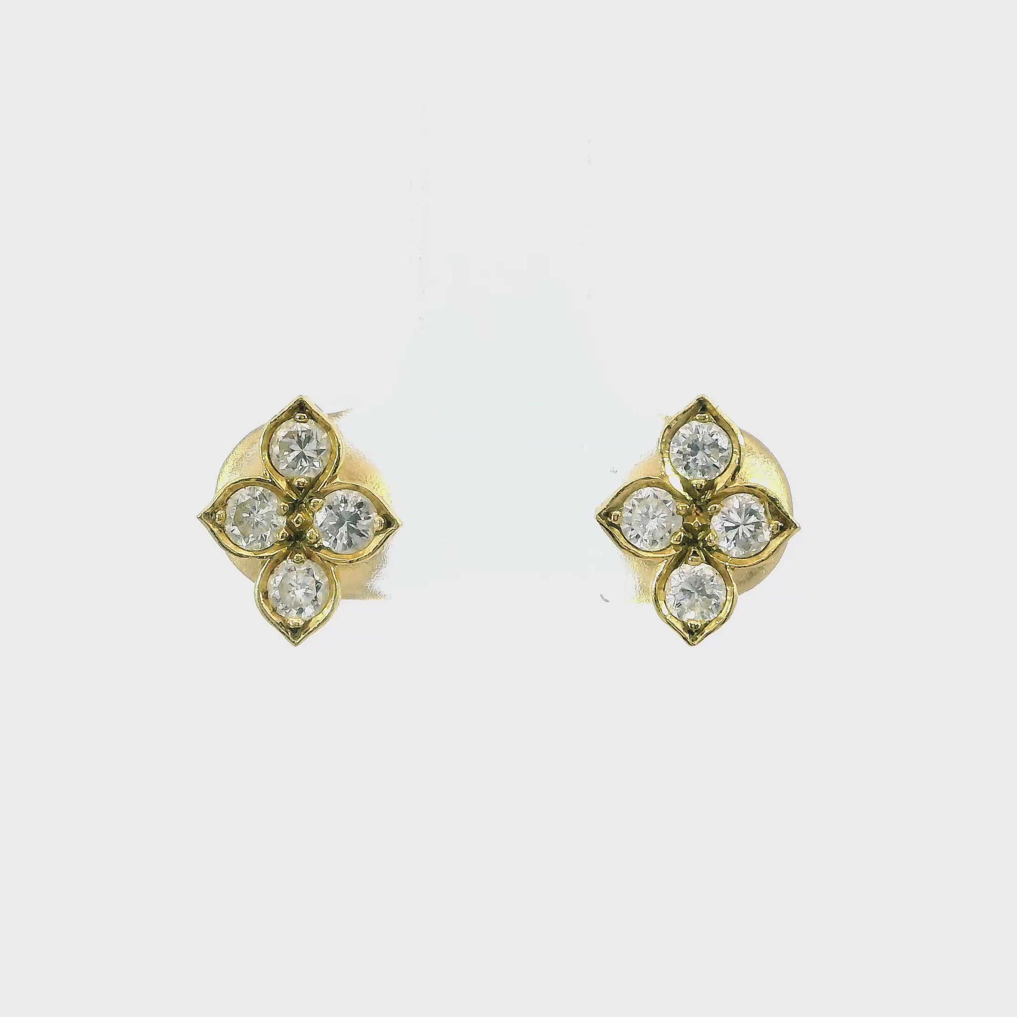 Cartier Hindu Diamond 18k Yellow Gold Stud Earrings