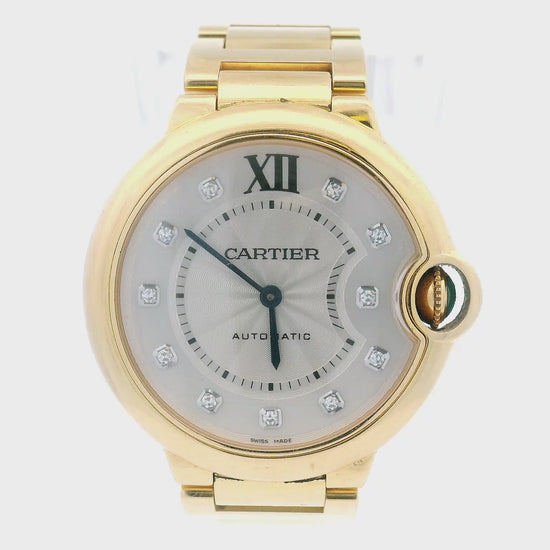Cartier Ballon Bleu 36mm auto silver dia marker dial WE902027 18KY