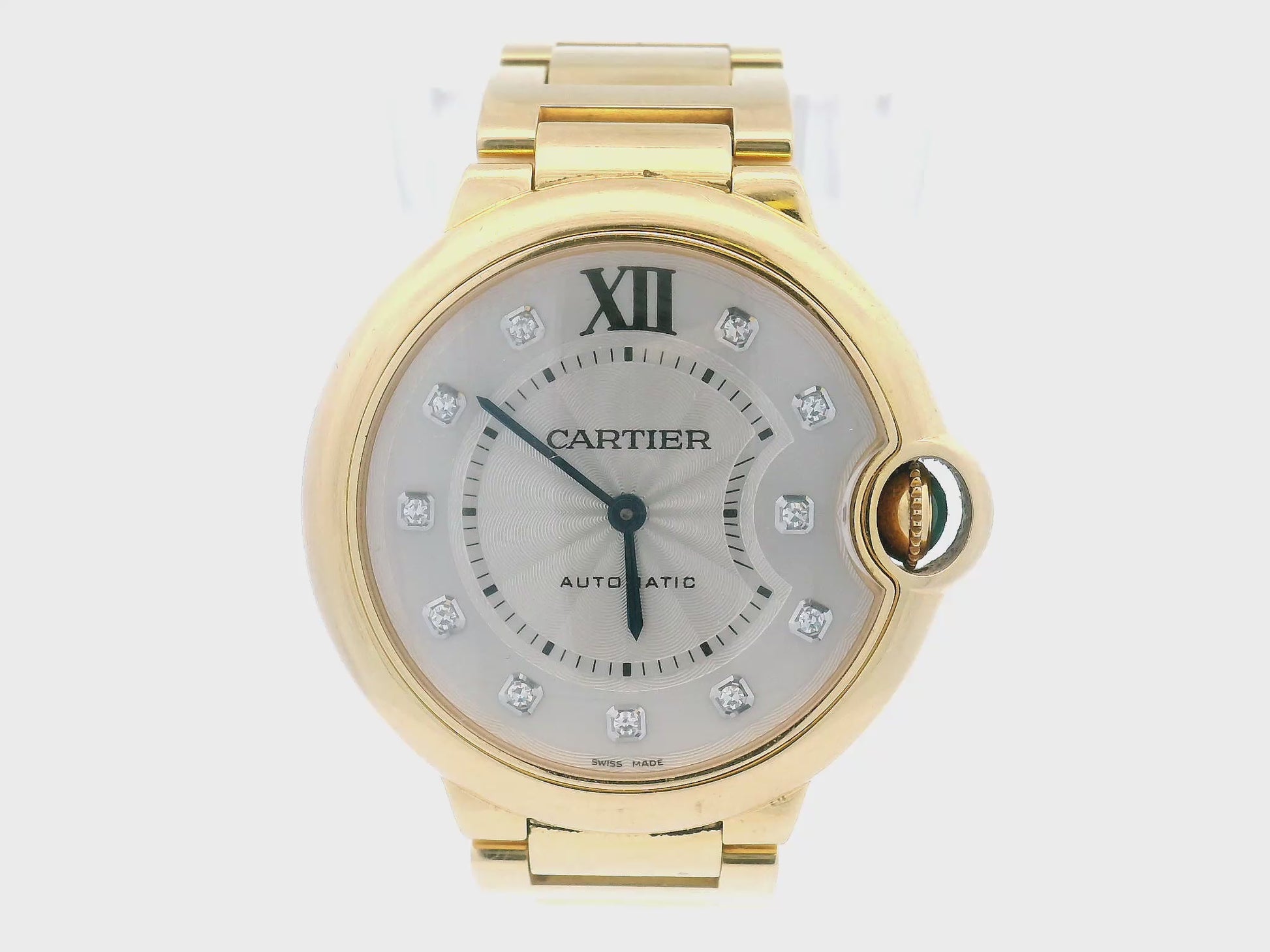 Cartier Ballon Bleu 36mm auto silver dia marker dial WE902027 18KY
