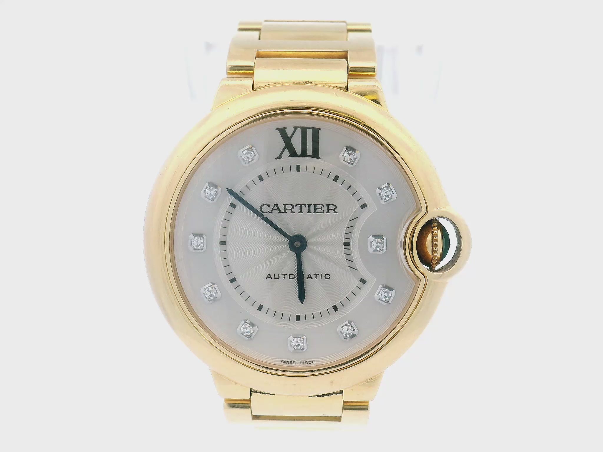 Cartier Ballon Bleu 36mm auto silver dia marker dial WE902027 18KY