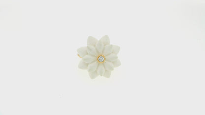 G. Hormann's 18K Rose Gold Rind with Ceramic-Floral Design & Diamond