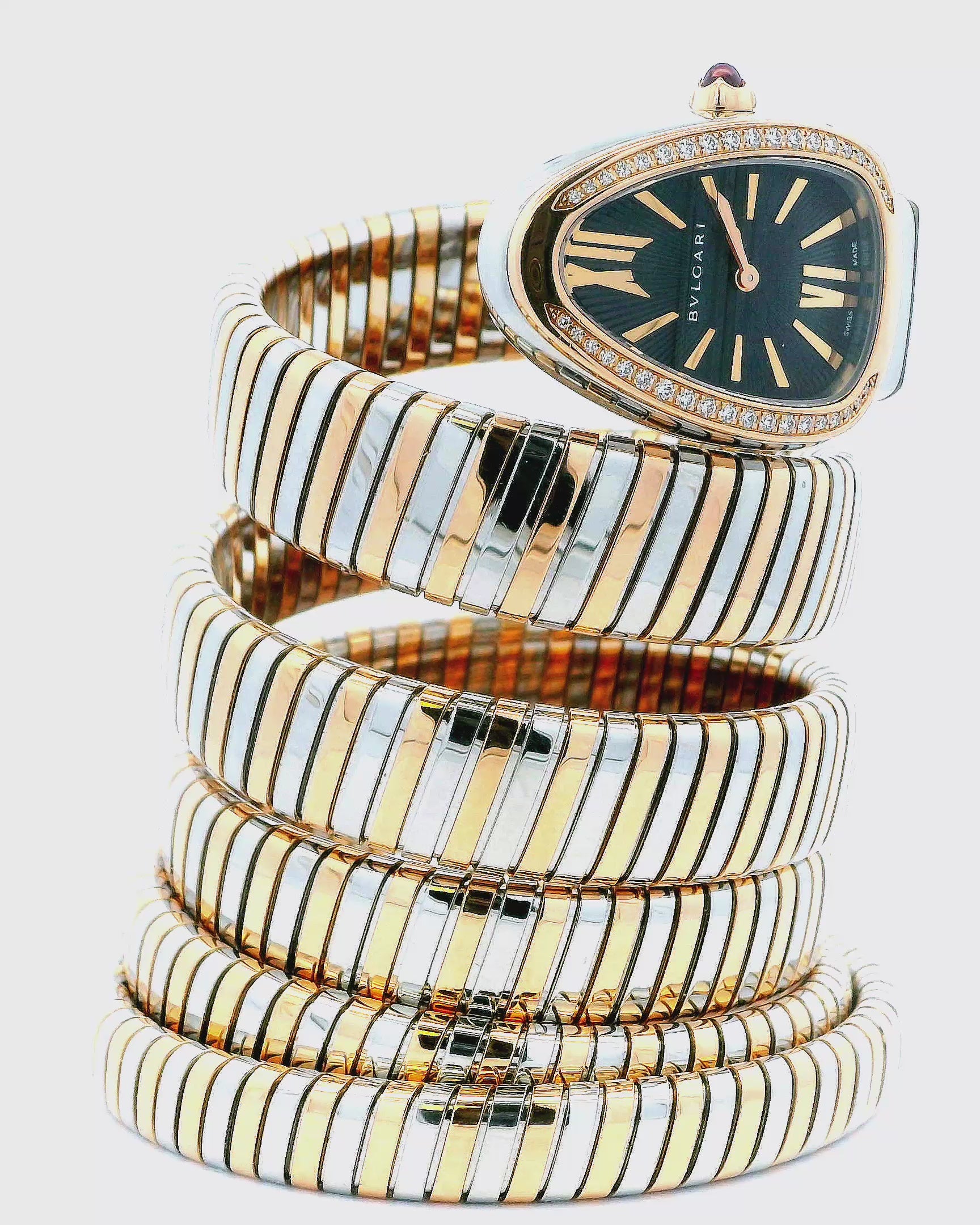Bvlgari Serpenti SP35SPG Tubogas 6 Wraps Rose Gold & Steel Ladies Watch