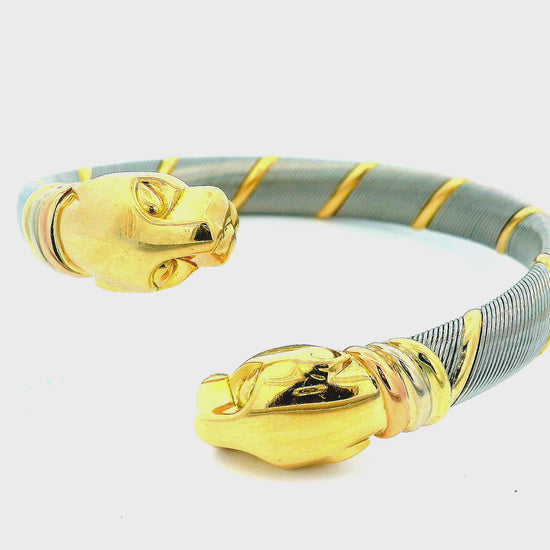 Cartier 18k Yellow Gold & Stainless Steel Panthere Collection Bangle Bracelet