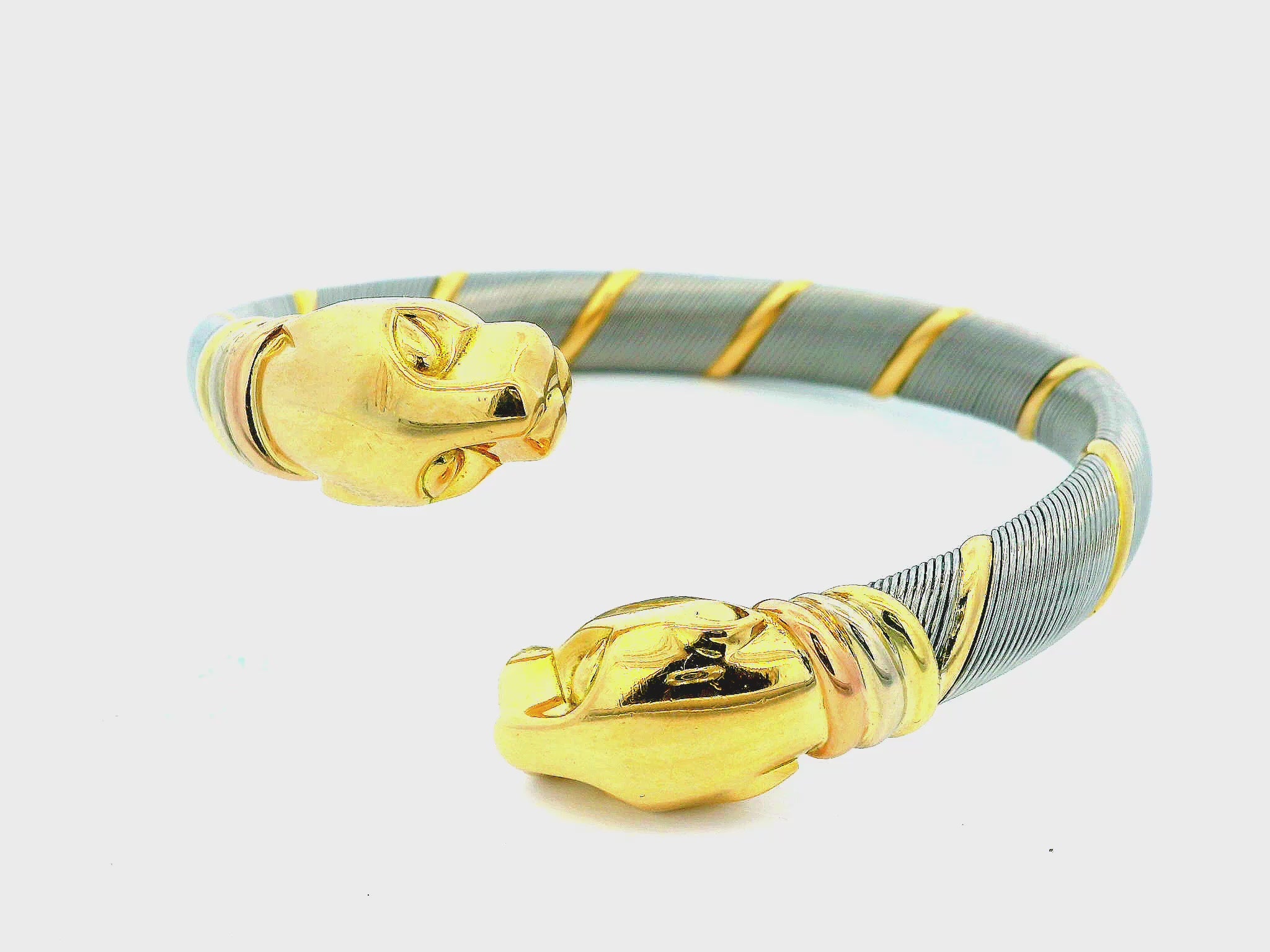 Cartier 18k Yellow Gold & Stainless Steel Panthere Collection Bangle Bracelet