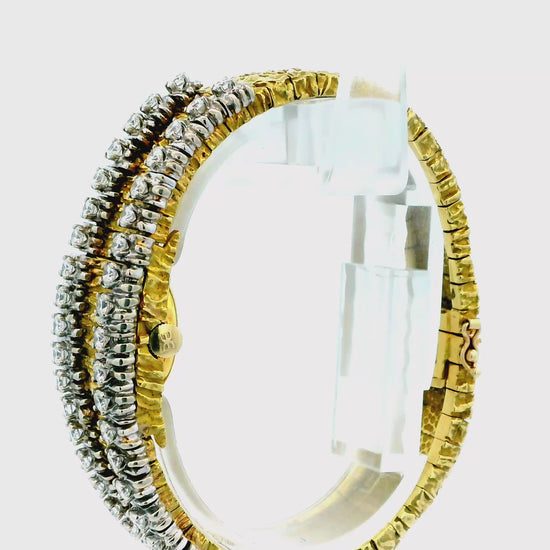 Ebel 18K Yellow Gold Covered Ladies Watch Nugget Finish With 3Ct Side Diamond