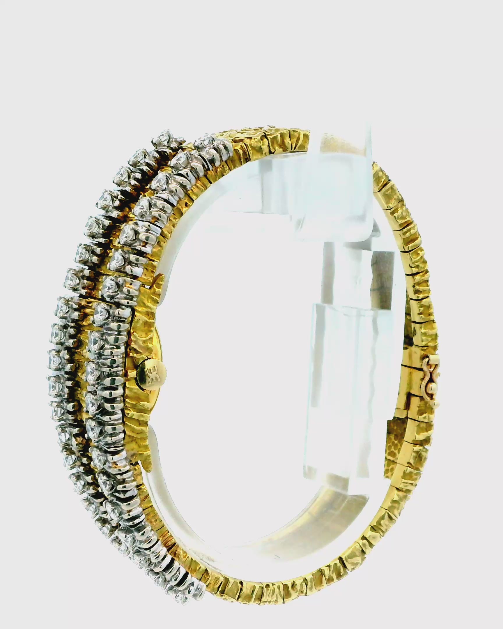 Ebel 18K Yellow Gold Covered Ladies Watch Nugget Finish With 3Ct Side Diamond